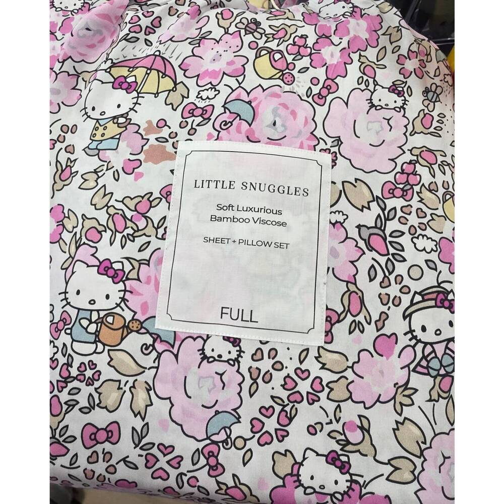 NEW CHARLIES PROJECT girl's garden kitty bamboo full sheet set in pink